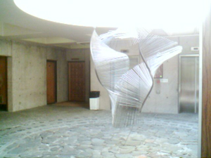 The sulpture at the entrance of the Kresge Engineering Library, in UC Berkeley's Bechtel Building.